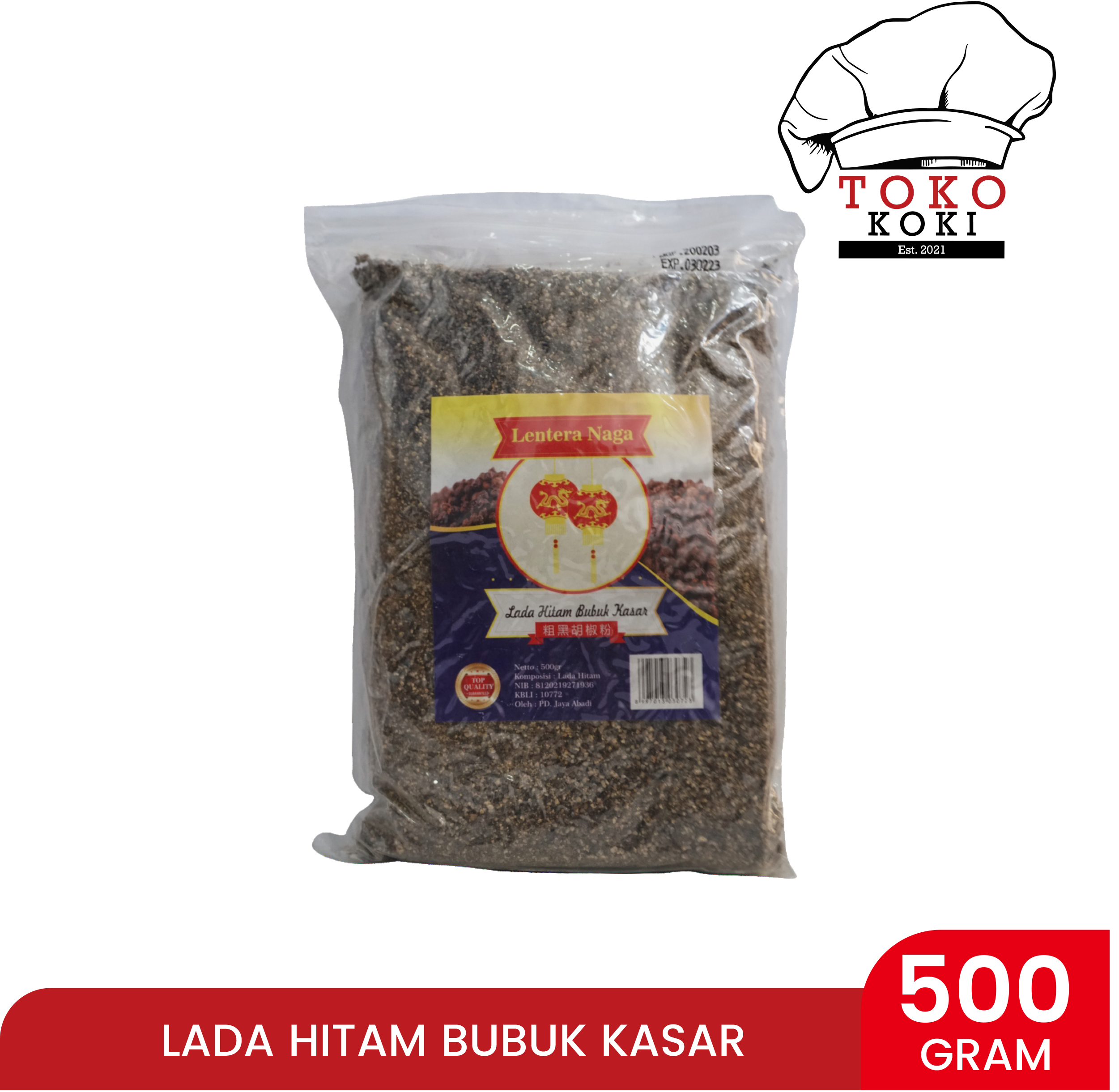 Lentera Naga Lada Hitam Bubuk Kasar 500gr